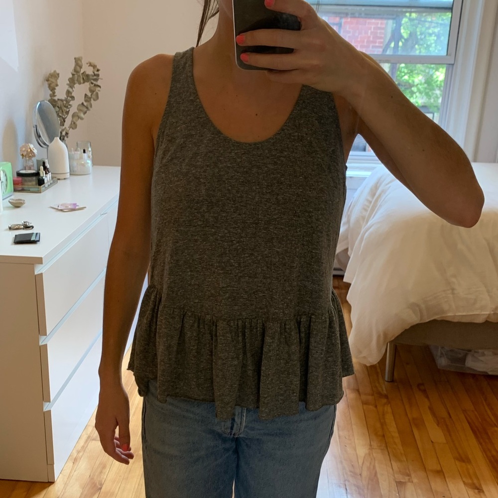 Ruffle grey tank top